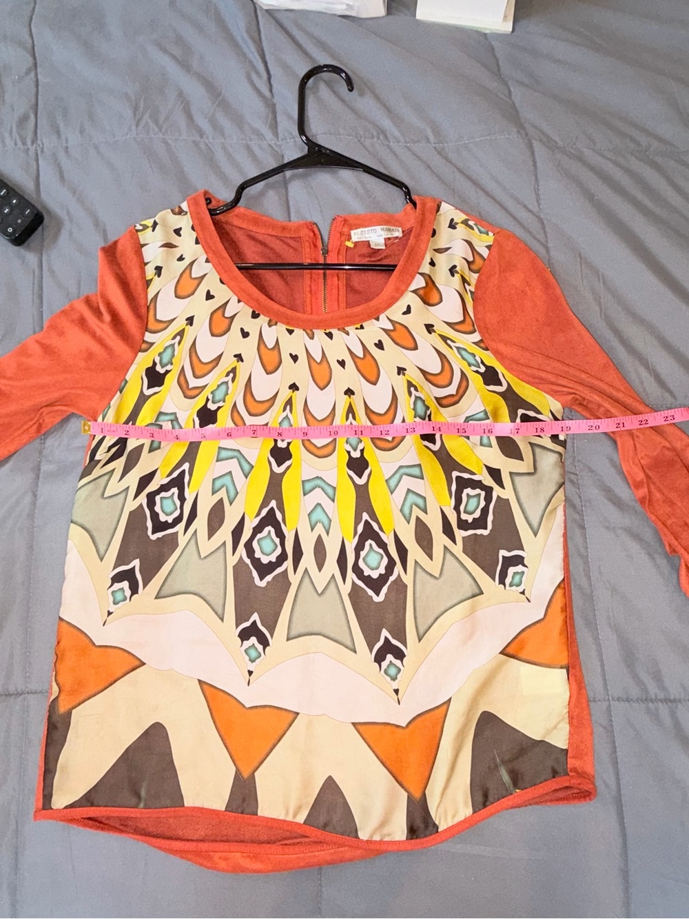 Alberto Makali Women’s Medium Abstract Print 3/4 Sleeve Blouse Orange M - Picture 5 of 6